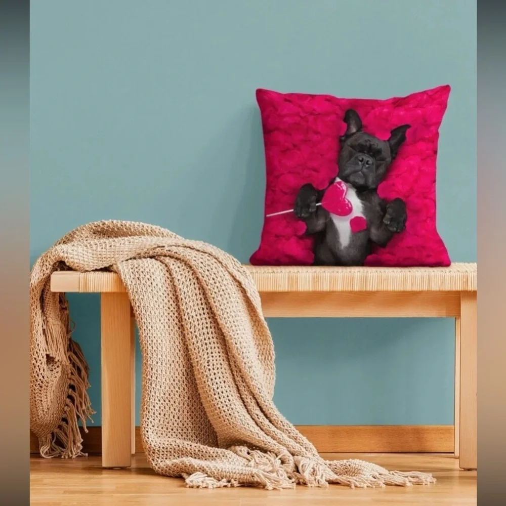 Beautiful Dog Print Cushion Cover Without Filler new 17/17